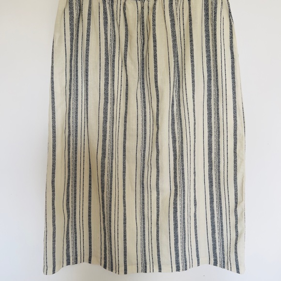 Womens Deane & White Skirt UK 16 A-Line Linen Stripe Cream Midi Length Pockets - Picture 5 of 11